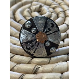 Unbranded SILVER COPPER FLORAL CONCHO 1" screw back WESTERN HORSE SADDLE HEADSTALL TACK