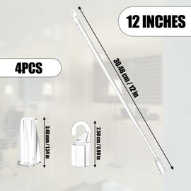4 piezas de repuesto para persiana vertical de PVC, con gancho y asa, varita inclinable para ventanas, cortina y puerta de cortina (12 pulgadas)