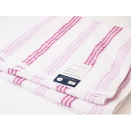 UCHINO 8807Y619 Bath Towel, Oboro Stripe C, Thin, Light and Easy to Dry 13.4 x 35.4 inches (34 x 90 cm), Pink