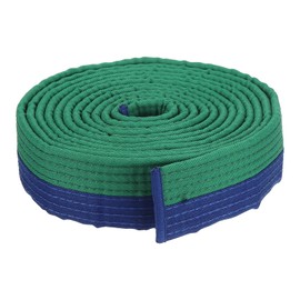 PATIKIL Taekwondo Colored Ranking Belt 1.5" x10.5Ft 3.2m, Cotton Martial Arts Judo Karate Belt for Coach Teaching Practice, Green&Blue