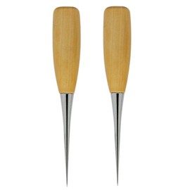 Driak 2pc Wooden Handle Sewing Awl Pin Punching Hole Maker Stitching Awl Kit, Awl Round Solid Tool for DIY Leather Craft