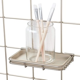 iDesign Jayce Metal Shelf Storage for Modular Grid System, Organizer for Kitchen, Bathroom, Bedroom, Office, Basement, Garage 7.25" x 4.27" x .96" - Satin Silver