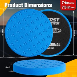6 Pcs 7.5 Inch Buffing Pads, Polishing Pads for 7 Inch 180mm Backing Plate Compound Buffing Sponge Pads Cutting Polishing Pad Kit for Car Buffer Boat Polisher Compounding, Polishing & Waxing