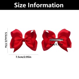 2PCS Red Hair Accessories Bows for Girls, Ribbon Hair Bow Clips Barrettes, For Children Kids Girls Women