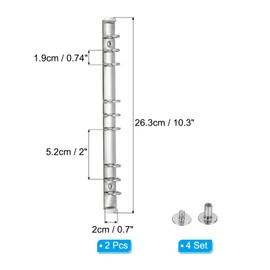 PATIKIL B5 9-Hole Ring Binder Mechanisms, 2 Set Binder Spines Replacement for Binder Planners, 2cm, Silver Tone