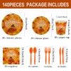 JLCFUTURE 140Pcs, Thanksgiving Day Party Supplies Plates and Napkins Happy