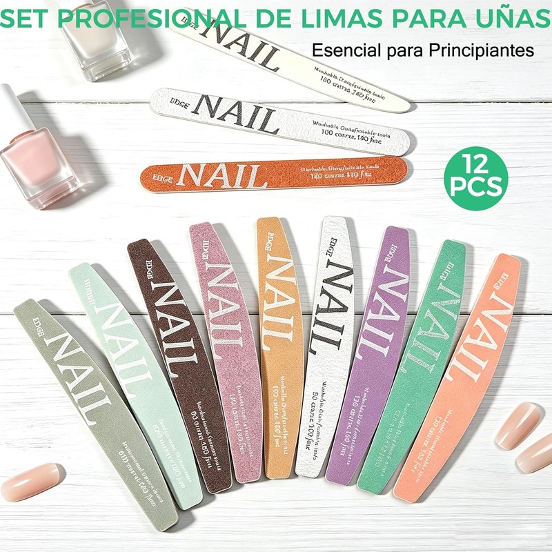12 Piezas Limas para Uñas Lima de Uñas Kit de
