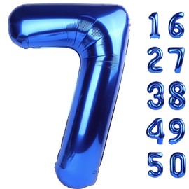 40 Inch Number Blue 7 Balloon,Large Dark Blue Foil Number Balloons 7 17 27 70 for Boys Girls Men Women Digit 7 Balloons Birthday Anniversary Events Party Decorations Supplies
