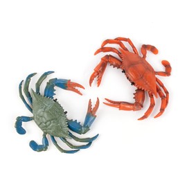 AUEAR, 2 Pack Fake Animal Sea Life Blue Red Crabs Action Figures Ocean Model Ornament for Swim Bath