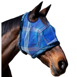 Kensington UV Fly Mask with Fleece Trim - Protective Mask with Dual Ear Opening & Forelock Freedom - Medium, Kentucky Blue