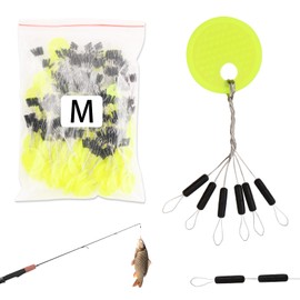 Hoxfly 600Pcs/100 Groups Fishing Bobber Stoppers, 6 in 1 Float Sinker Stops, Black Cylinder 5/6/7mm Rubber Bobber Stops for Fishing Line Outdoor Fishing Accessories (M)