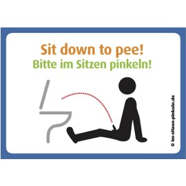 immi 6 x Sitting Pee Fun Stickers A7 (Small) for Customer Toilet, Guest Toilet, Bathroom