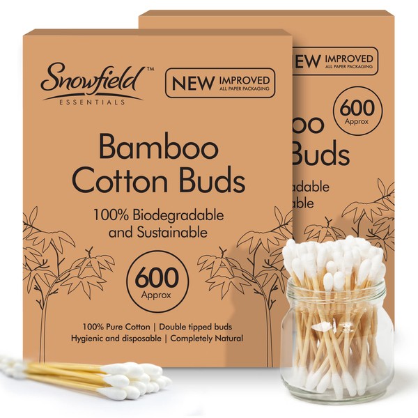 1200pcs Bamboo Cotton Buds | Cotton Buds Biodegradable | Cotton Ear Buds for Ear Cleaning | Cotton Wool Buds for Makeup Application | Cotton Bud for Cotton Swabs Ear Sticks