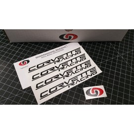 Corvette Racing Wheel Decals C5 C6 C7 Stickers (4 Pack) 0.75" x 6.0" Select Color: (Matte Black)