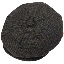 ZRWASKA® Mens Peaky Blinders Cap 8 Panel Wool Flat Caps for Men UK – Gatsby Tweed Newsboy Cap for Men Style 1920s Baker Boy Hat Flat Cap Women Plain Herringbone Olive, Size XXL
