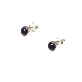 Round Purple AMETHYST Sterling Silver Gemstone Stud Earrings 925-5 mm