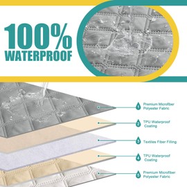 Ruaozz Extra Large Recliner Sectional Couch Covers, Waterproof Couch Cover for Reclining L Shape Sofa 5 Seat Reclining Sectional Couch Covers with Pockets (L Shape 5 Seat Recliner Cover, Light Grey)