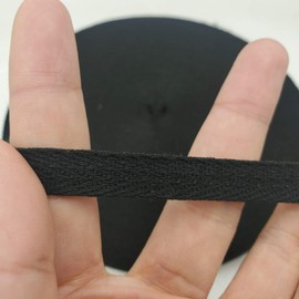 50 Yards Herringbone Ribbon, Cotton Twill Ribbon for Sewing, Natural Webbing Bias Binding Tape for DIY Craft (Black, 3/8in)