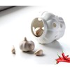 MEKBOK Garlic Keeper,Garlic Keeper for Counter,White Ventilated Garlic Container,Ceramic Garlic