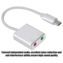 Sound Card,ASHATA Aluminum Alloy Type C External Stereo Sound Card Audio Adapter 3.5mm EZ1247,USB External Stereo Sound Adapter for Mobile Phones,Tablets,Notebooks, etc.