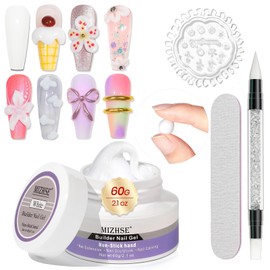 MIZHSE Solid Builder Gel, 60g White 3D Nail Gel Nail Sculpture Non-Sticky for Carving Nail Extension Soak Off UV LED for Salon Home DIY Manicure