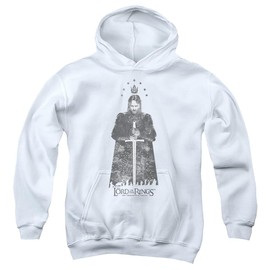 Popfunk Lord of the Rings Aragorn Map Fellowship Youth Kids Boy/Girls Pull-Over Hoodie, White, Large