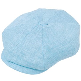 Men's 100% Linen Snap Front Newsboy Drivers Cabbie Gatsby Apple Cap Hat (L/XL, Sky Blue)