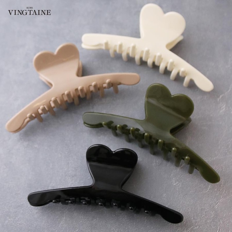 VingTAINE H7862-KHA- Hair Claw Heart, Thin Hair Clip, Hair Accessory,