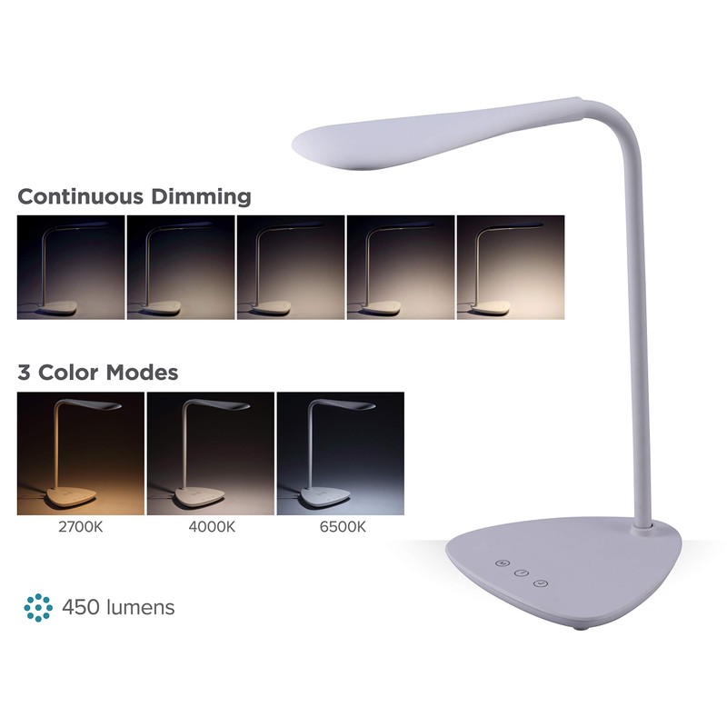 PureOptics LED VLED1820-BD Battery LED Desk Lamp, Dimmable with Adjustable