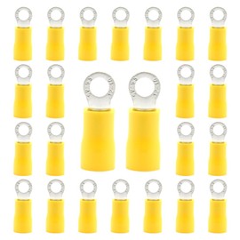 CEEYSEE 50 x Cable Connectors 4-6 mm² Hole Diameter M4 Ring Cable Lugs Branch Connector - For Electrical Crimping Cable Lugs Cable Partially Insulated PVC Cable Connector (Yellow/DPRY4)