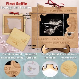 Heart's Sign My 1st Selfie Ultrasound Picture Frame - Mom To Be and Pregnant Mom Gifts | Sonogram Picture Frame | New Mom Gifts For Women Ultrasound Frame