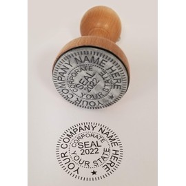 Rustix Corporate Seal Hand Stamp, Round 1-5/8" Impression, Wooden Handle (Hand Stamp Only)