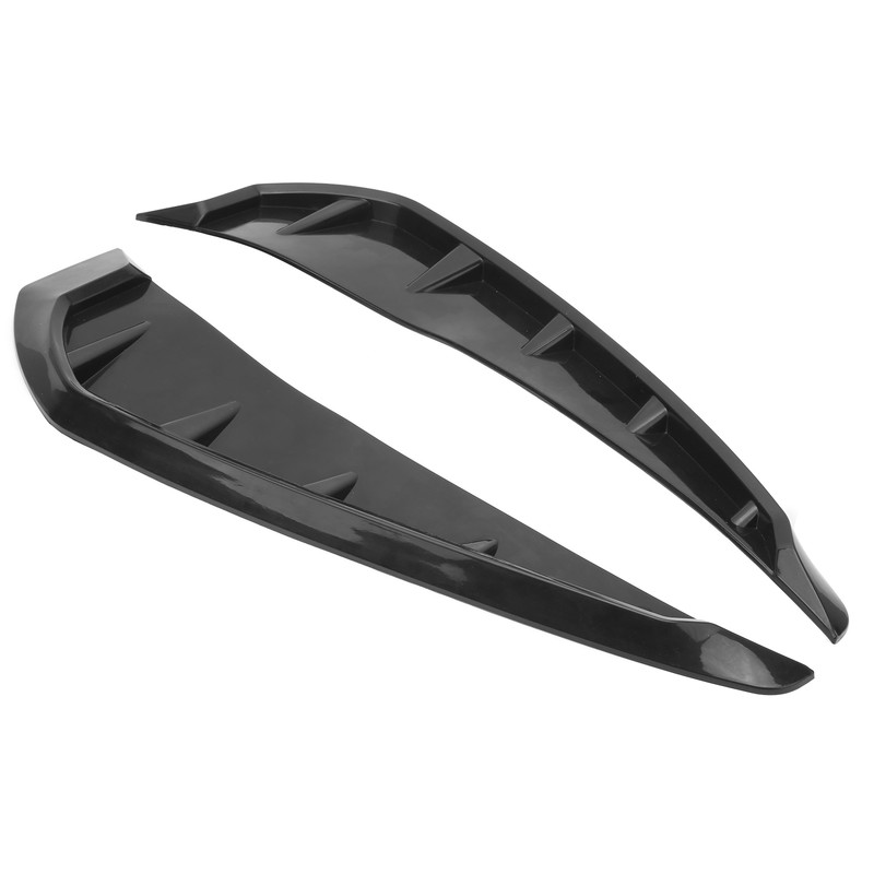 Pair Side Fender Vent Cover Trim PU Rubber Glossy Black