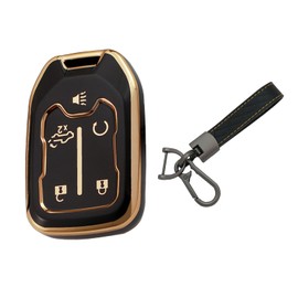 Key Fob Cover for Chevy, Key Fob Case Compatible with 2018-2023 Chevy Silverado GMC Sierra 1500 2500HD 3500HD Terrain Acadia Smart Key Protector Shell with Keychain (Black)