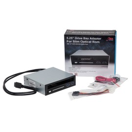 Syba 5.25" Bay Adapter for Slim Optical Drive, 2.5" Trayless Rack for Hard Drives HDD SSD, USB Hub - SY-MRA55005
