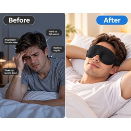 3D Sleep Mask for Sleeping – Soft Breathable Light-Blocking Eye Cover for Travel, Naps, and Nighttime Rest