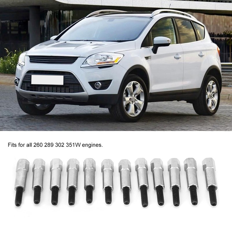 12 Pcs Chrome Valve Cover Bolt Set Fits for Ford