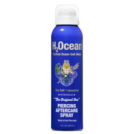 H2Ocean Piercing Aftercare Spray 4oz - Ear, Nose, Earring, Belly Button Piercing Wound Wash Cleaner with Sea Salt Saline Solution - Keloid Bump Scar Removal Treatment