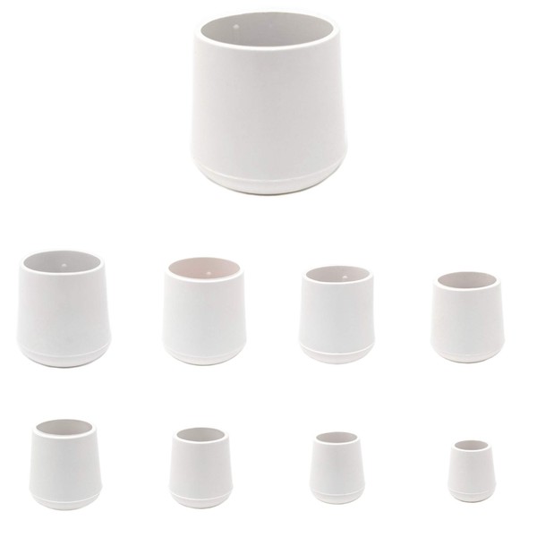19mm Rubber Feet, White Tube End Caps, Pack of 4