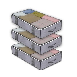 Under Bed Storage Containers 75L, 3 Pack Large Capacity Foldable Storage Bags with Window, Nonwovens, Perfect for Blankets, Clothes, Shoes, Sturdy & Humid-Proof Fabric Organizers