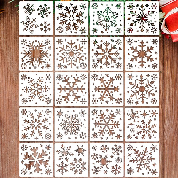 ALLY-MAGIC Christmas Snowflake Stencil Template, 20PCS Christmas Stencils for Painting