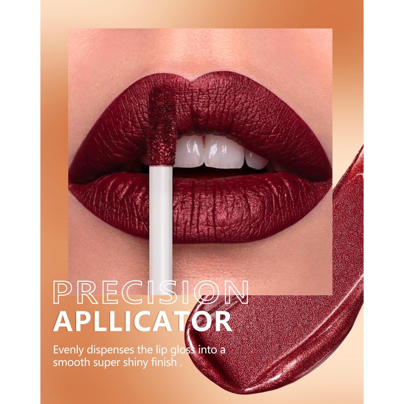 MAKI YIKA Dark Red Lipstick for Women Metallic Lipsticks Glitter