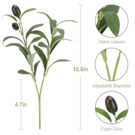 Erlandens 50pcs Faux Olive Leaves Stems 10” Tall Artificial Plants Olive Tree Branches for Small Vase Tabletop Greenery Decor for Home Office Wedding Party (Vase Not Included)