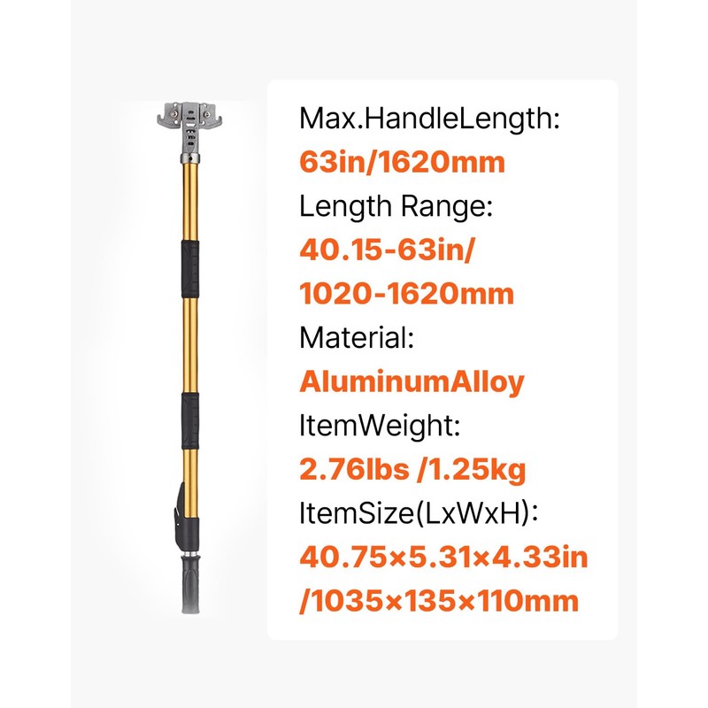 VEVOR Flat Box Handle, 40-64 in Adjustable Length, Drywall Flat