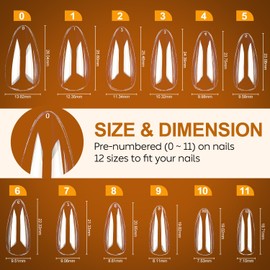 Nicedeco Gel Nail Tips Medium Stiletto Shape Nails, 504Pcs Clear Soft Tips Full Cover False Nails for Gel Nail Extensions Press on Nails - 014