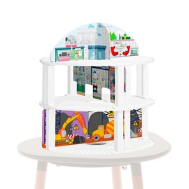 Stokke MuTable Bricks Tower Scenario, City - Three Levels & Six City Scenes Including Shops, Police Station, Subway & Helicopter Landing Area - Tool-Free Assembly - for Ages 3+