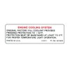 1972 Corvette Engine Cooling System Warning Decal