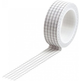 White Color Grid Tape Decorative Stickers - 1 Roll of 15 mm Wide Adhesive Paper Masking Tapes for School Supplies, Party Theme DIY Decor, Gift Box Decoration,Adhesives,Craft Supplies