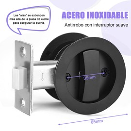 QIUZSE Juego de Cerraduras para Puertas Corredizas de Invisible, Manija Empotrada Invisible. Hardware de Cerradura de Puerta de Bolsillo de Invisible, para Baño,Balcón,Puertas,Interior Etc. (Redondo)