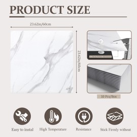 DEXDE Peel and Stick Floor Tile White Marble Waterproof 2FTx2FT 10 PC